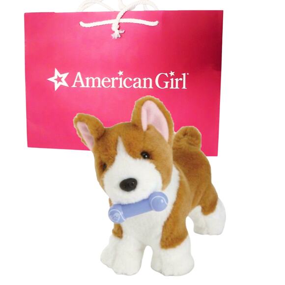 American Girl Corgi Dog Plush Doll Pet Puppy Toy & Bone Magnetic Holds Gift Bag - Picture 8 of 9